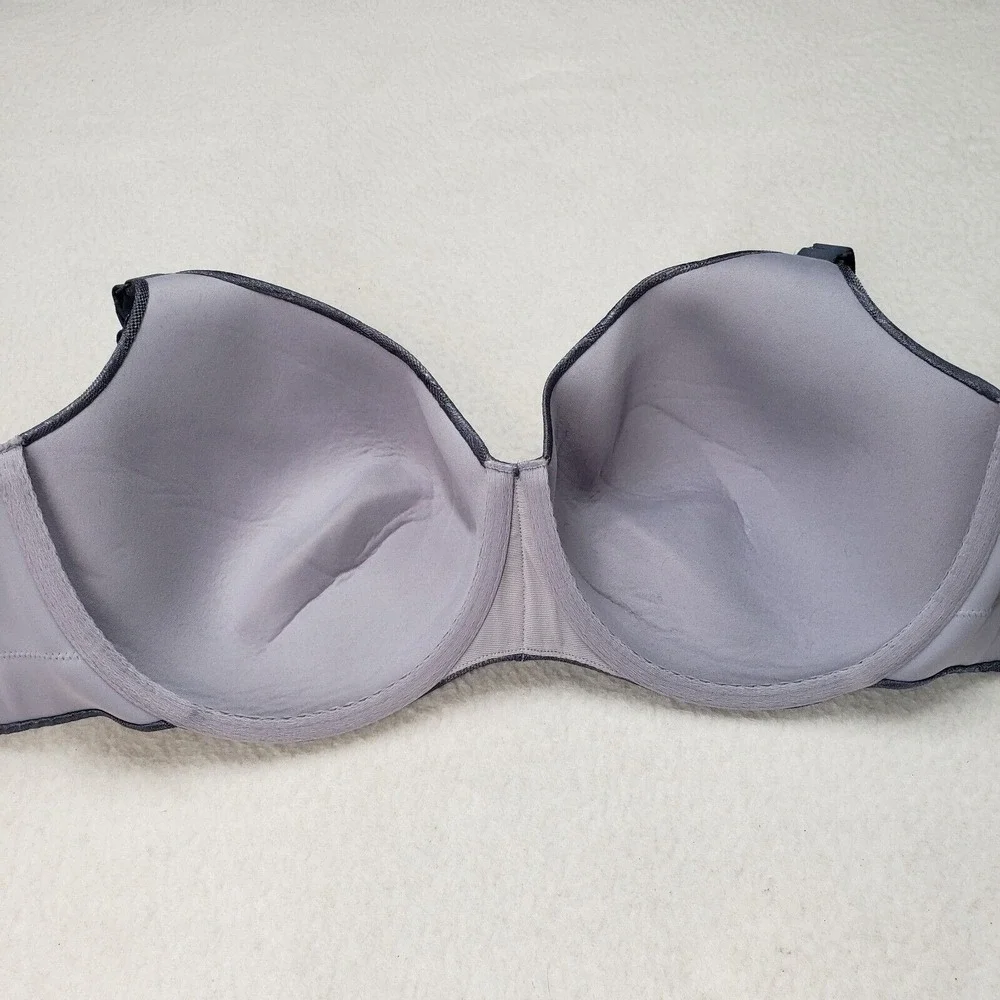 Cacique Bra Womens 42DDD Lightly Lined Balconette Back Smoothing Lace Blue